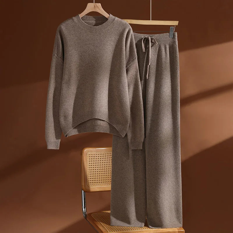 Ensemble pull et pantalon mérinos femme – CLEVI Paris