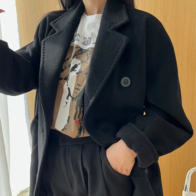 Manteau femme laine et cachemire croisé – CLEVI Paris
