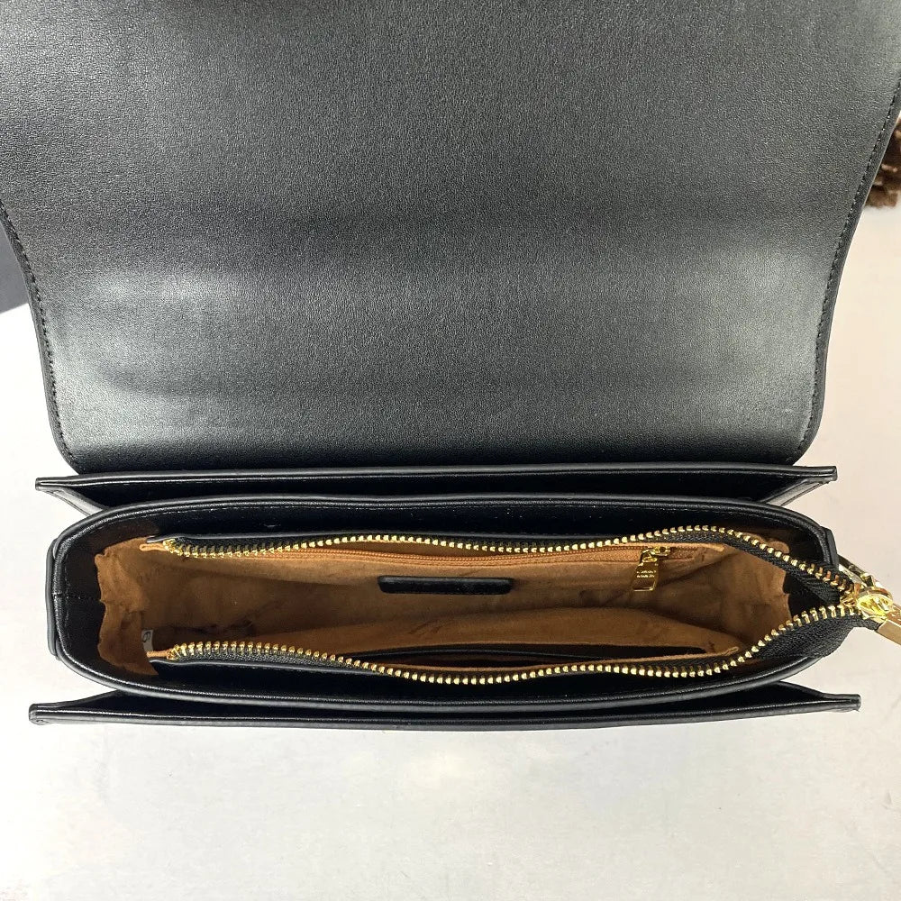 Sac Femme Carré Chaîne Motif Animal PU Épaule & Bandoulière 24×5×14cm Blanc Noir – CLEVI Paris