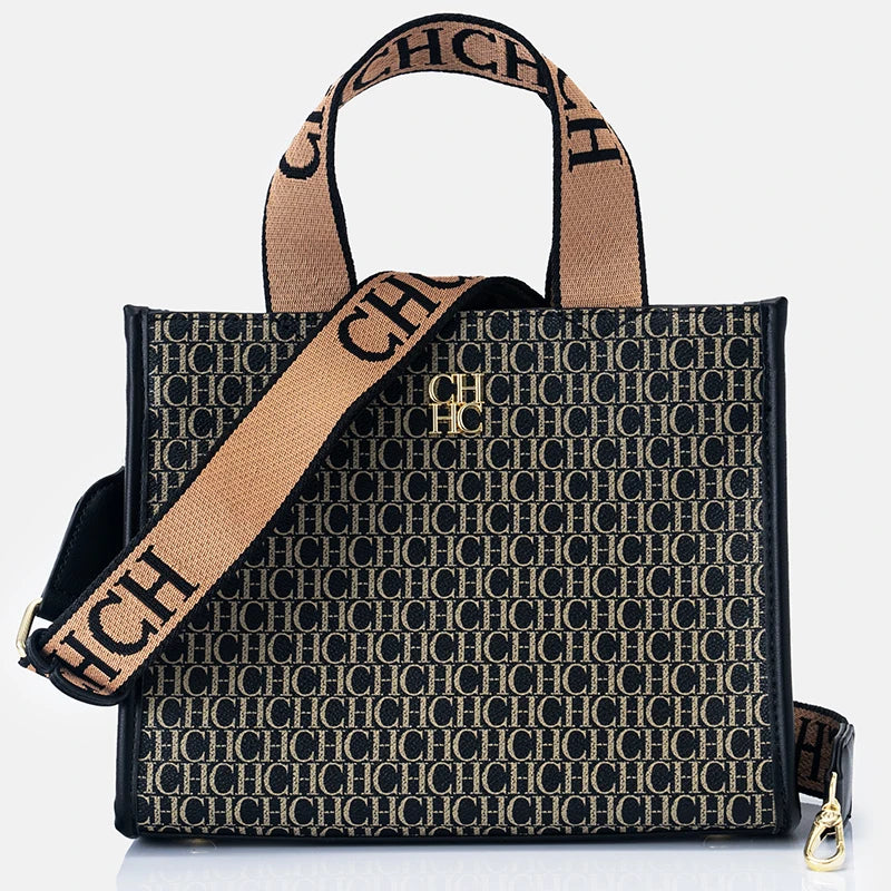 Sac Tote Femme Simili Cuir Monogramme Logo Métal Fermeture Zip Luxe Léger – CLEVI Paris