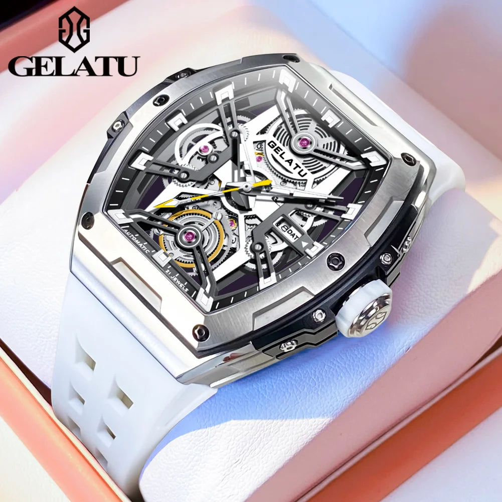 GELATU 6012 Montre Homme Automatique Squelette Saphir Anti-Magnétique 50M – CLEVI Paris