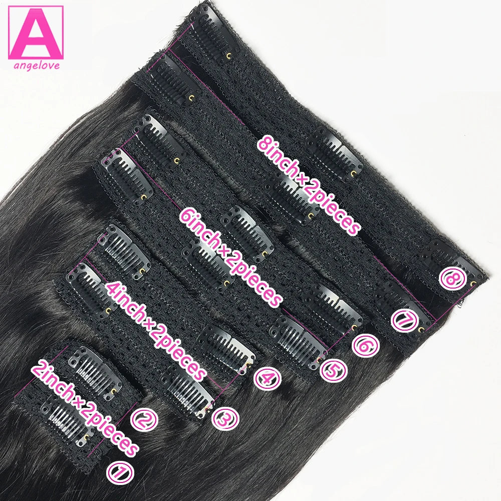 Extensions Clips Cheveux Humains Remy Lisses 8 Pcs – CLEVI Paris