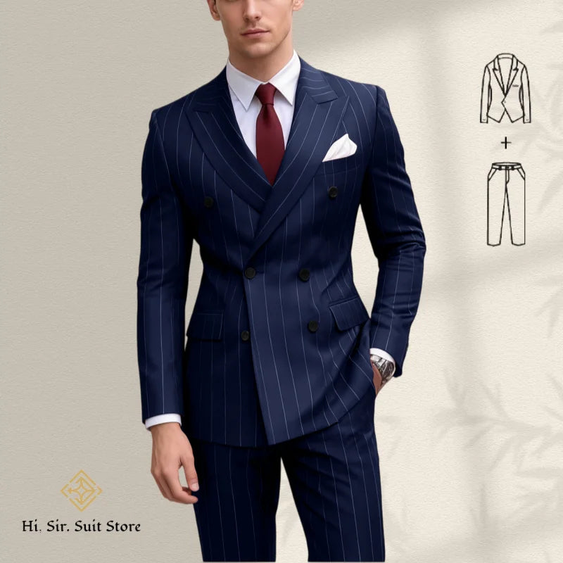 Costume homme bleu 2 pièces, double boutonnage – CLEVI Paris