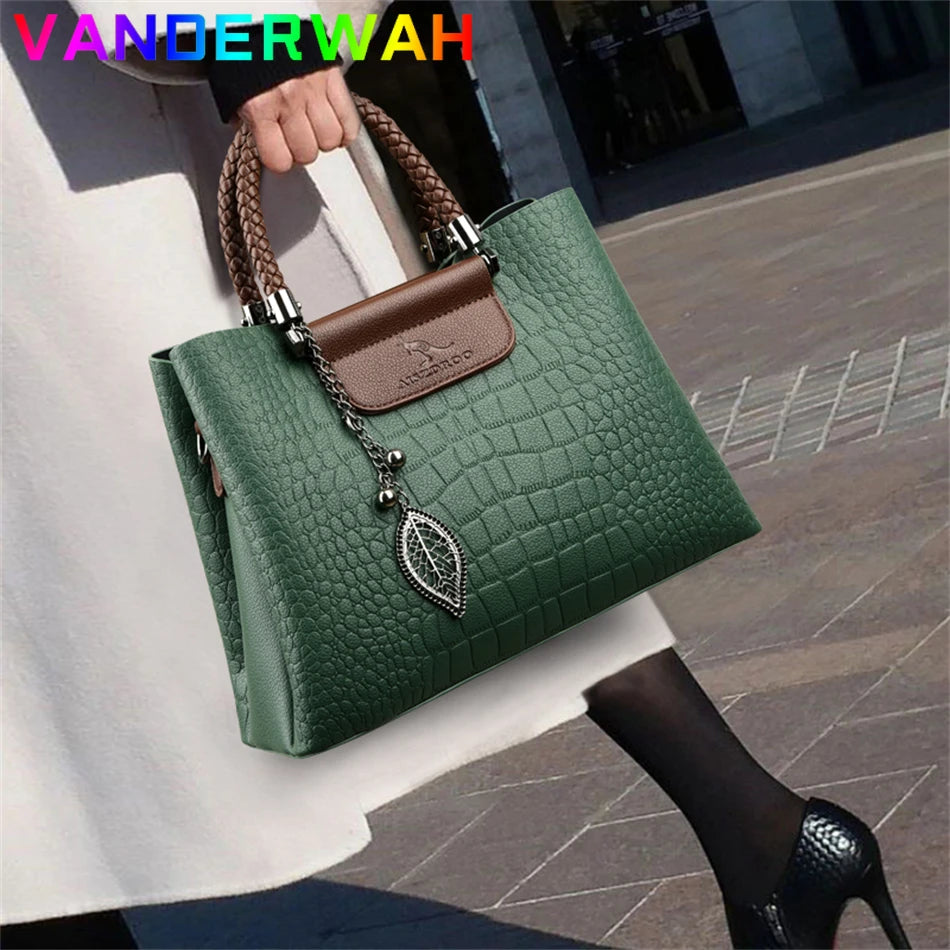 Sac Croisé Cuir Véritable Motif Alligator 3 Poches – CLEVI Paris