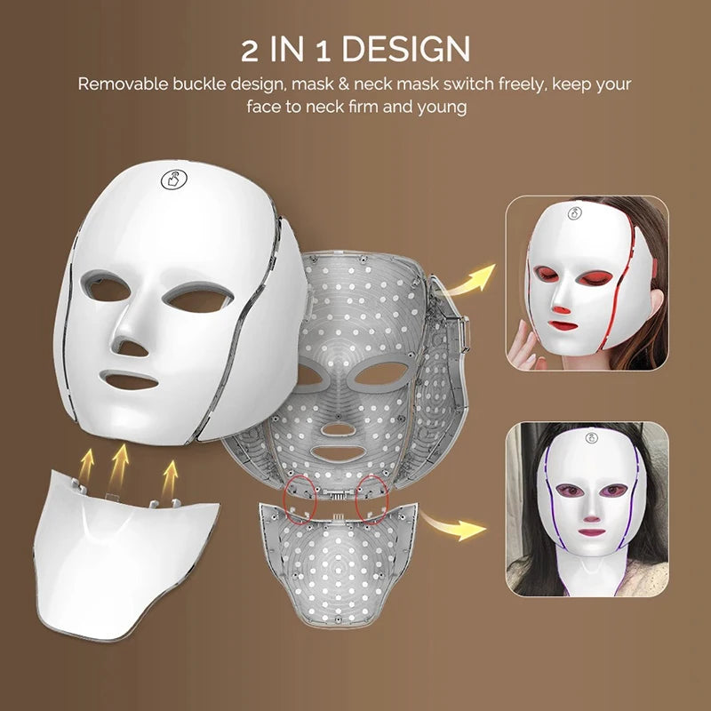 Masque LED rechargeable 7 couleurs – CLEVI Paris