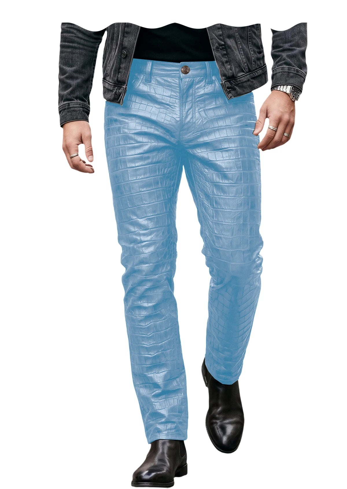 Pantalon effet cuir crocodile homme – CLEVI Paris