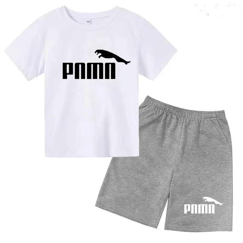 Ensemble enfant T-shirt à lettres et short uni – CLEVI Paris
