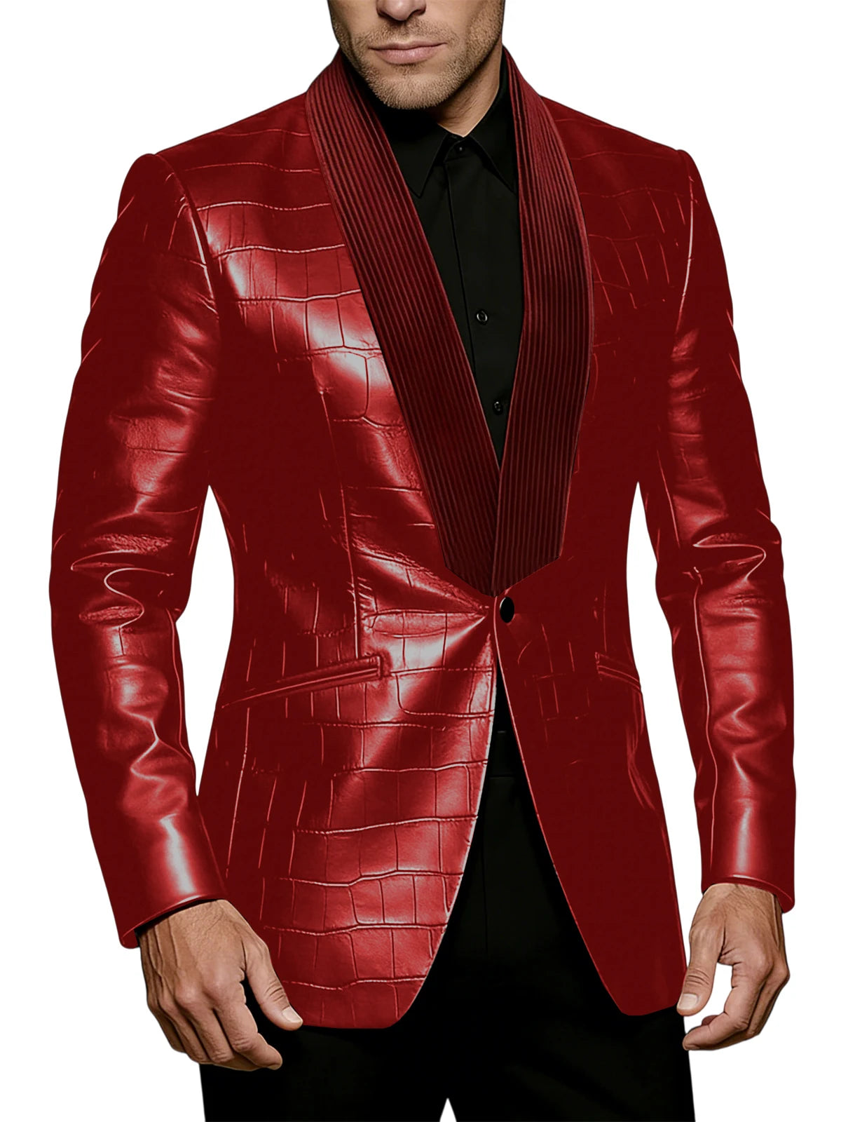 Blazer homme effet crocodile, col contrasté – CLEVI Paris