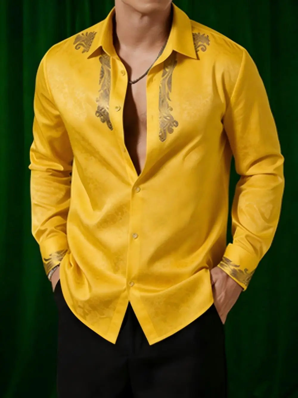 Chemise homme imprimée à col rabattu – CLEVI Paris