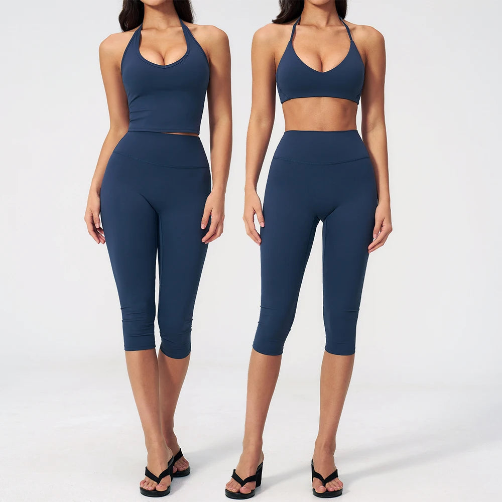 Ensemble yoga femme brassière et legging capri – CLEVI Paris