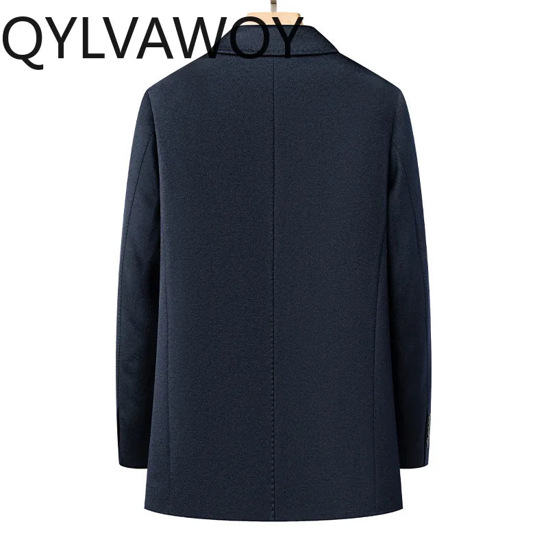 Manteau homme en laine bleu foncé – CLEVI Paris