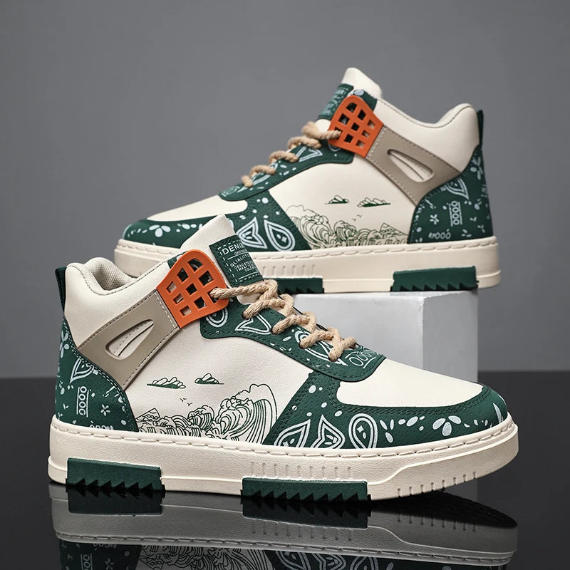 Sneakers Mi-Hautes Cuir Synthétique Semelle Épaisse Homme EU 39-48 – CLEVI Paris