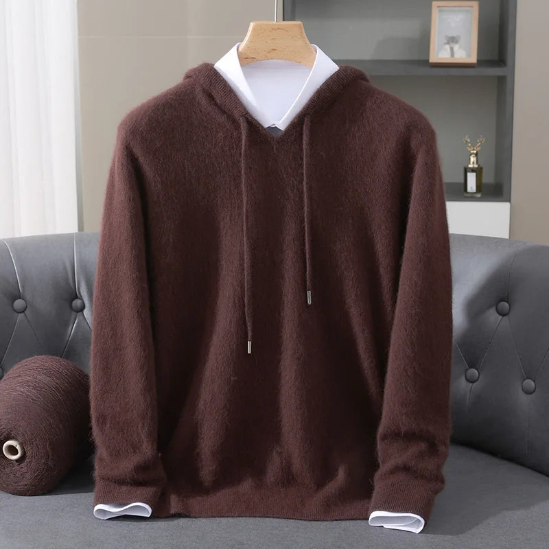 Pull Homme 100% Cachemire Vison À Capuche Coupe Ample MVLYFLRT – Tricot Épais Casual – 10 Coloris, S à XXXL – CLEVI Paris