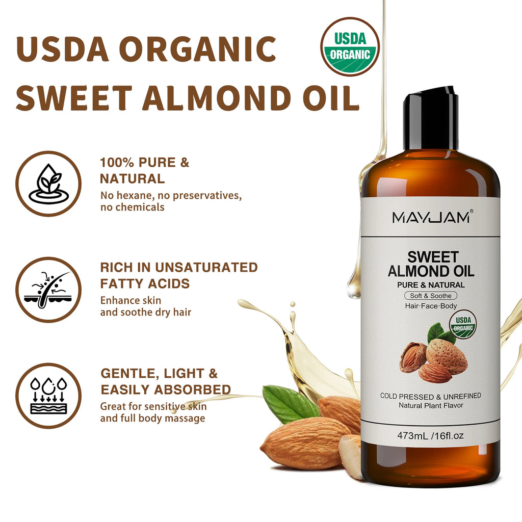 Huiles Végétales Pures MAYJAM 473ml – Argan, Jojoba, Coco, Amande Douce & Plus – CLEVI Paris