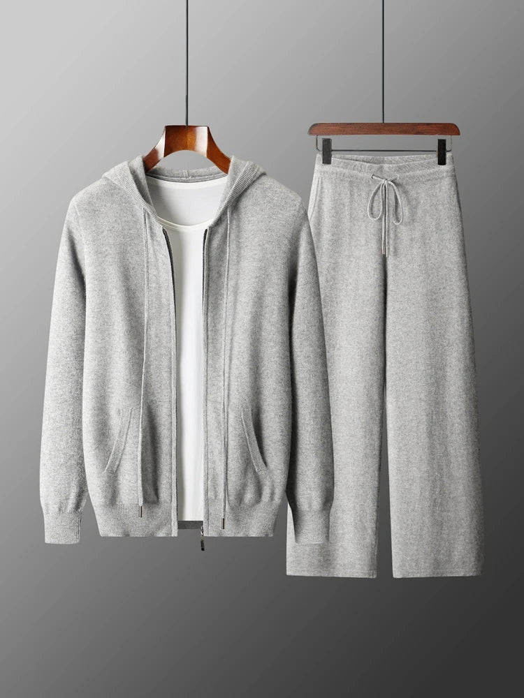 Ensemble homme laine mérinos, cardigan zippé – CLEVI Paris