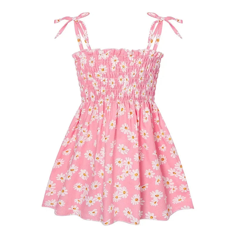 Robe d’été fille à fleurs sans manches – CLEVI Paris