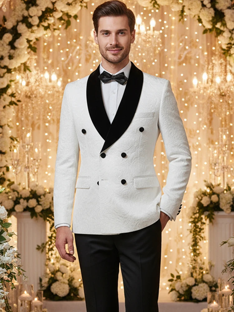 Costume homme blanc 2 pièces, double boutonnage – CLEVI Paris