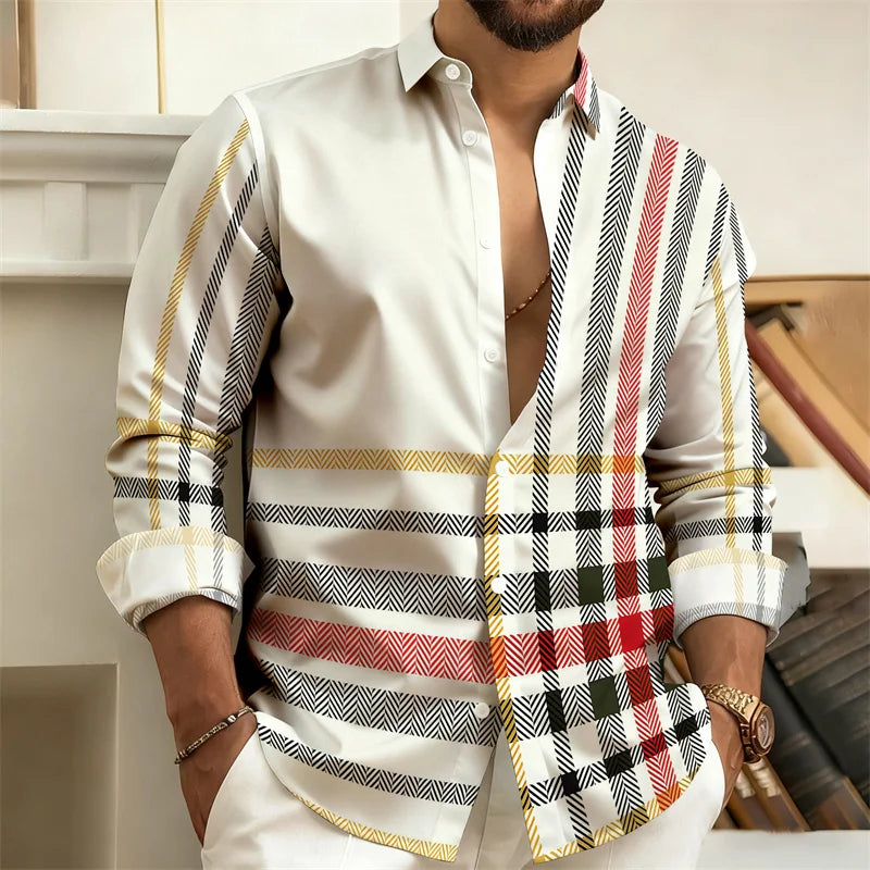 Chemise Homme Rayée Géométrique – CLEVI Paris