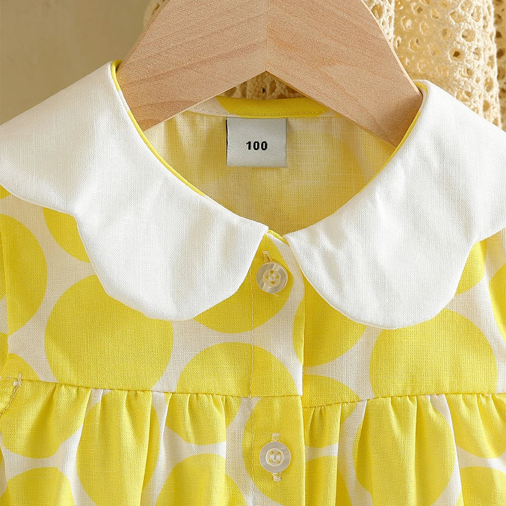 Robe été fille en coton à pois et col Claudine – CLEVI Paris