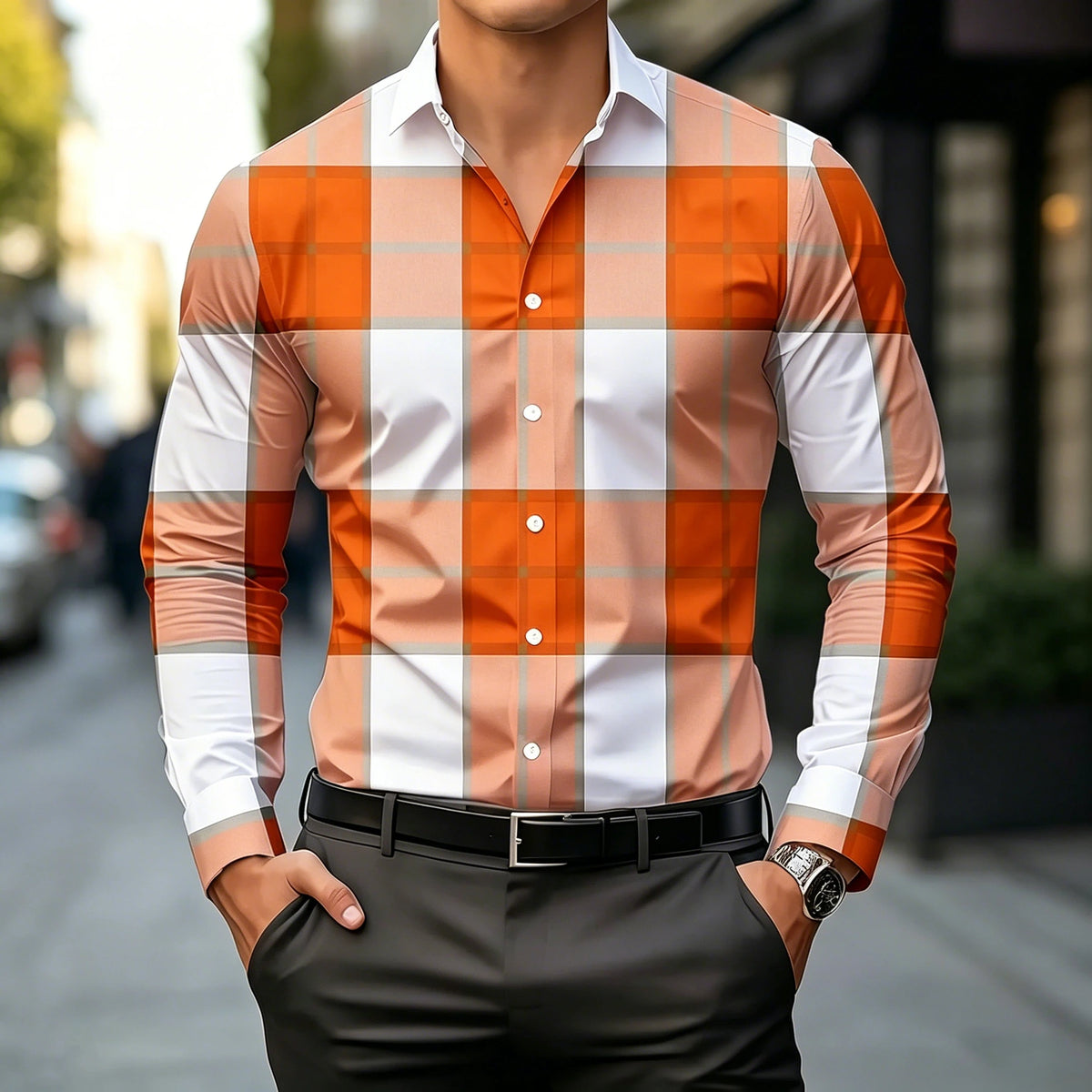 Chemise homme à carreaux manches longues – CLEVI Paris