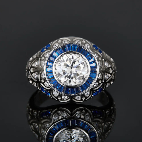 Bague Halo Vintage Moissanite 3CT Argent 925 Or 18K – CLEVI Paris