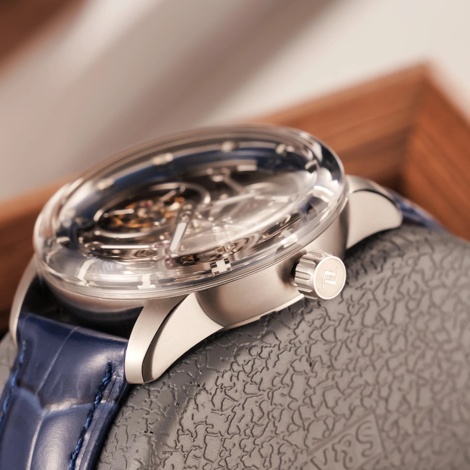 Montre Homme Manuel Tourbillon Squelette Grand Cadran Cuir Lumineux Oblvlo OBL-VM-D-TB – CLEVI Paris