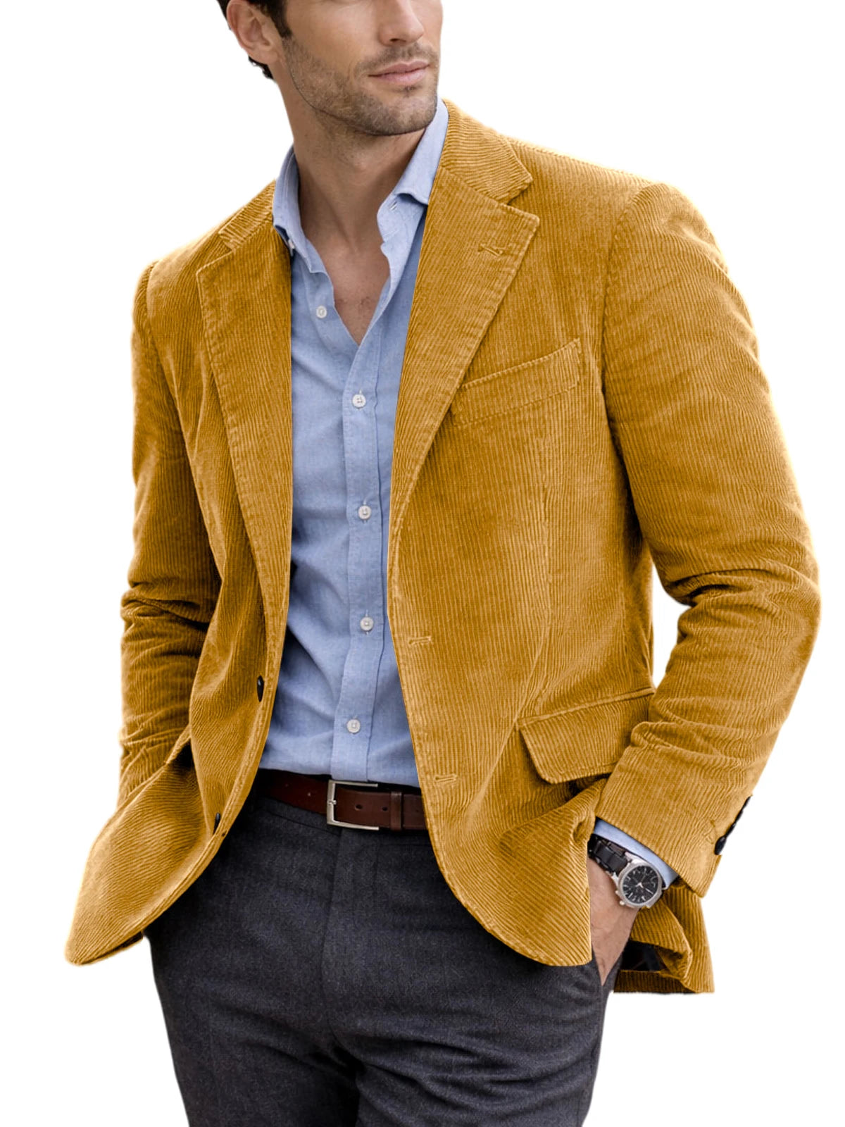 Blazer homme en velours côtelé à 2 boutons – CLEVI Paris
