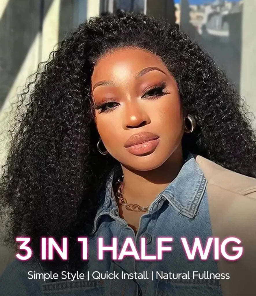 Demi-Perruque Curly 3en1 Cheveux Humains Malaisiens Femme – CLEVI Paris