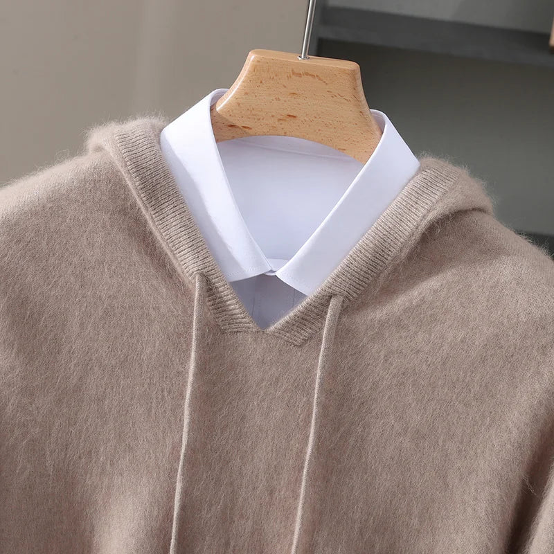 Pull Homme 100% Cachemire Vison À Capuche Coupe Ample MVLYFLRT – Tricot Épais Casual – 10 Coloris, S à XXXL – CLEVI Paris