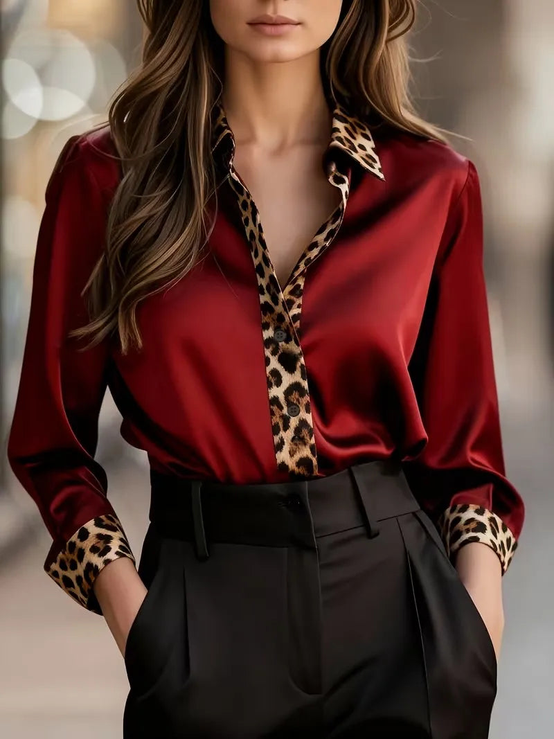 Chemise Femme Satinée à Motif Abstrait Doré – CLEVI Paris