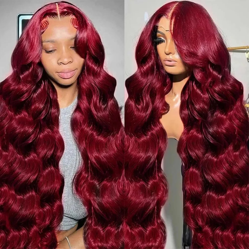 Perruque Lace Front Body Wave #99J Bordeaux Cheveux Humains – CLEVI Paris