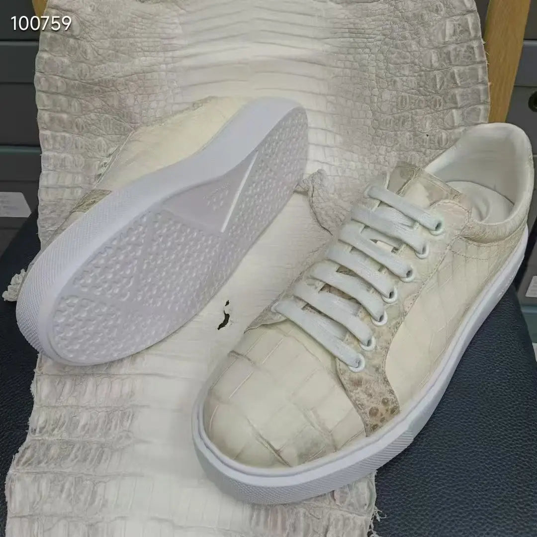 Sneakers homme beiges en cuir à lacets – CLEVI Paris