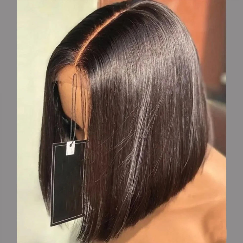 Perruque Bob Courte Bone Straight Cheveux Humains Vietnamiens 300% Densité Lace 13x4 2x6 8-16 Pouces – CLEVI Paris