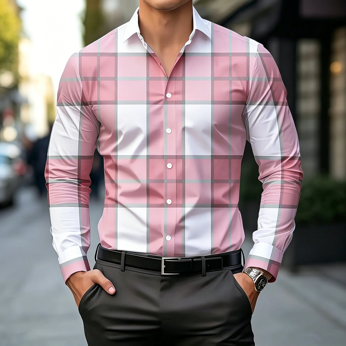 Chemise homme à carreaux manches longues – CLEVI Paris