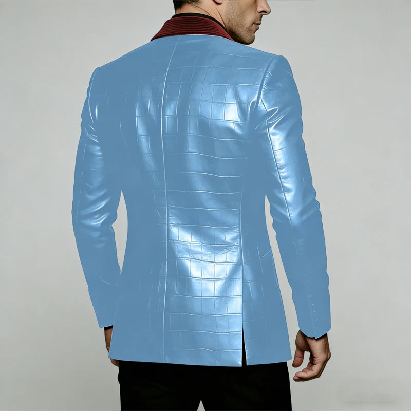 Blazer homme effet crocodile, col contrasté – CLEVI Paris