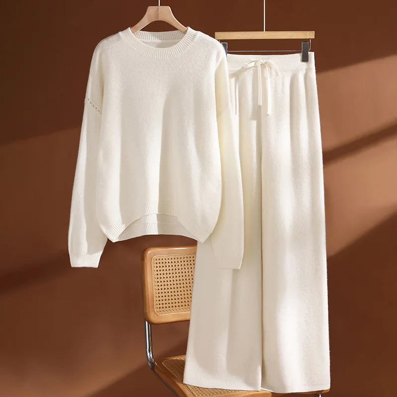 Ensemble pull et pantalon mérinos femme – CLEVI Paris