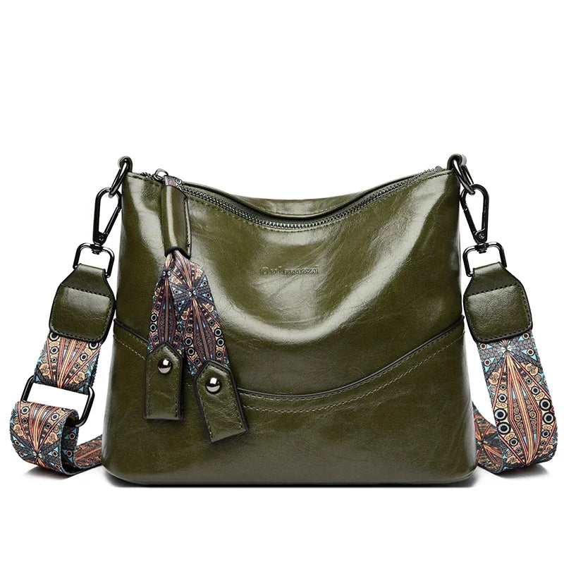 Sac Bandoulière Cuir Ciré Vintage Double Bretelles – CLEVI Paris