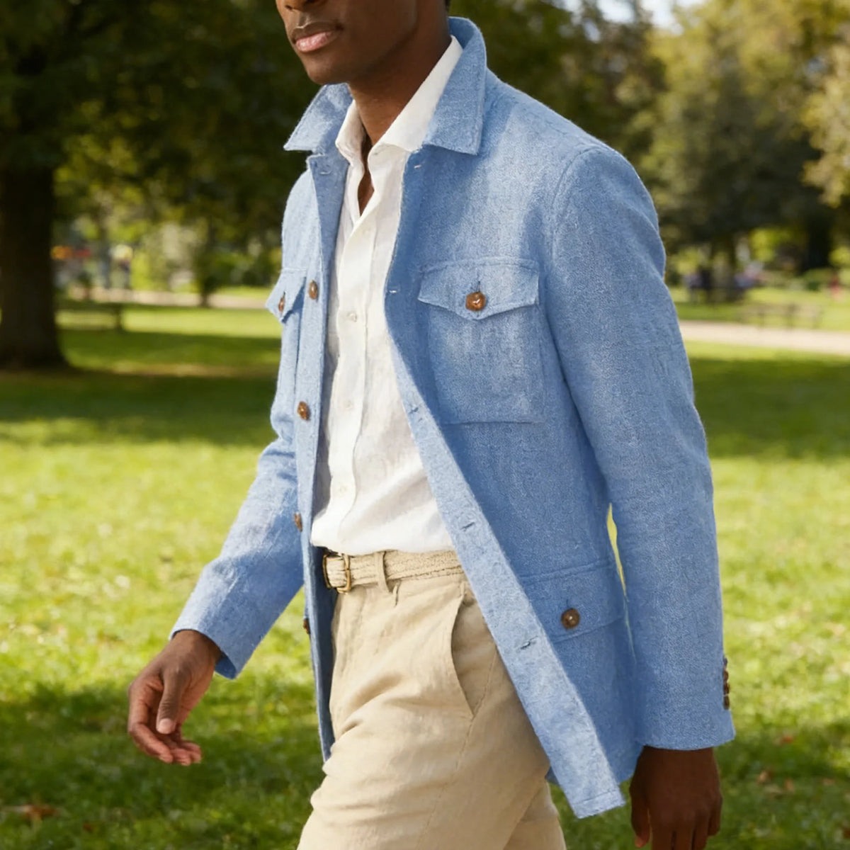 Veste safari homme en lin décontractée – CLEVI Paris