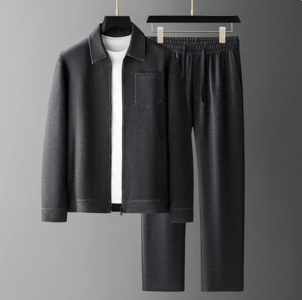 Ensemble homme denim veste zippée et pantalon – CLEVI Paris