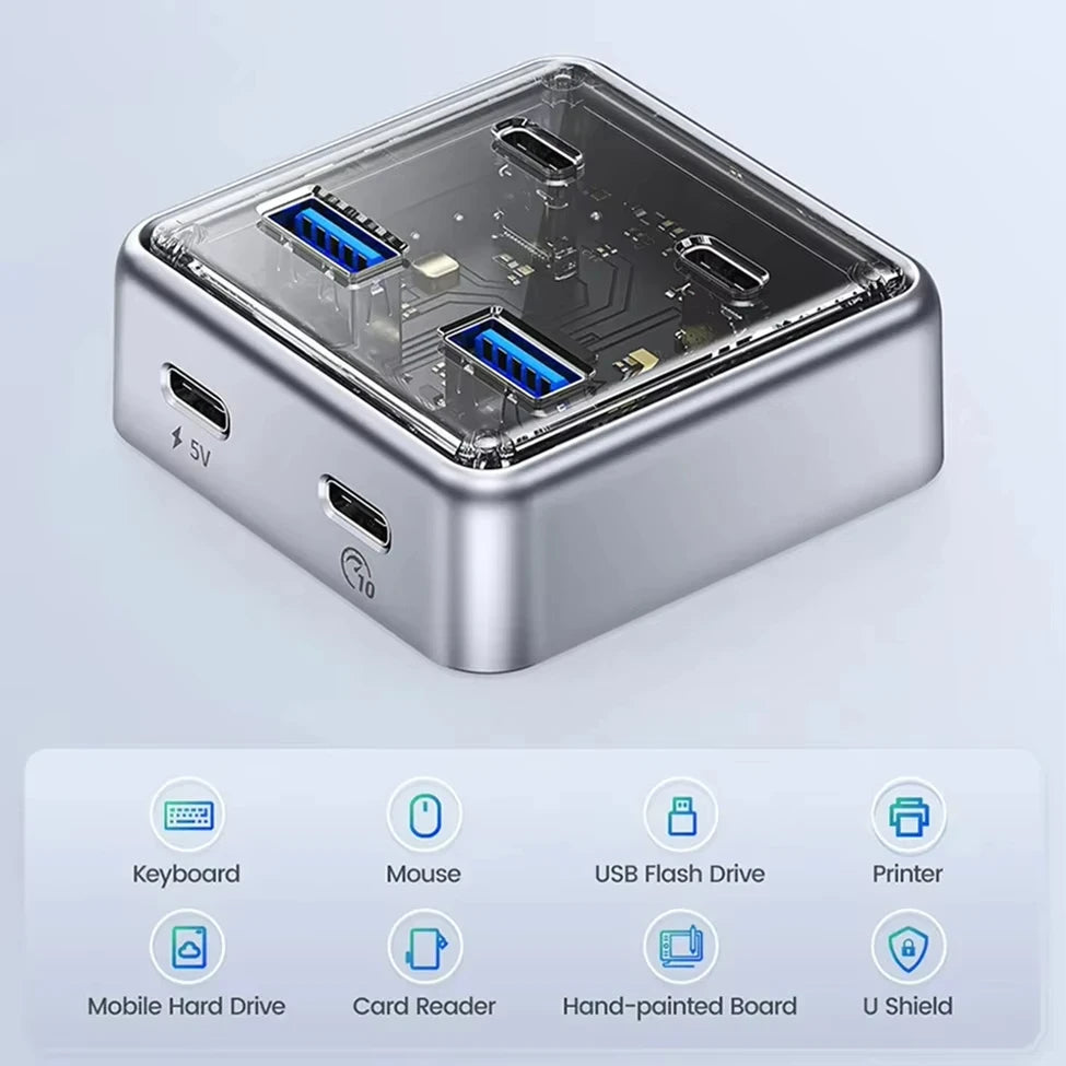 Hub USB ORICO 4 Ports 10Gbps USB-C 3.2 Docking Station PC Mac – CLEVI Paris