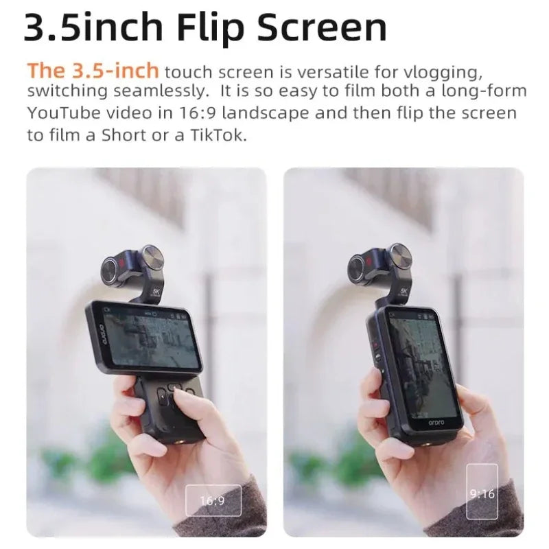 Caméra Vlog Action GILEETEEK M5 5K – Stabilisation 3 Axes, Écran Tactile 3,5", Rotation 180°, Vision Nocturne IR, Suivi de Visage