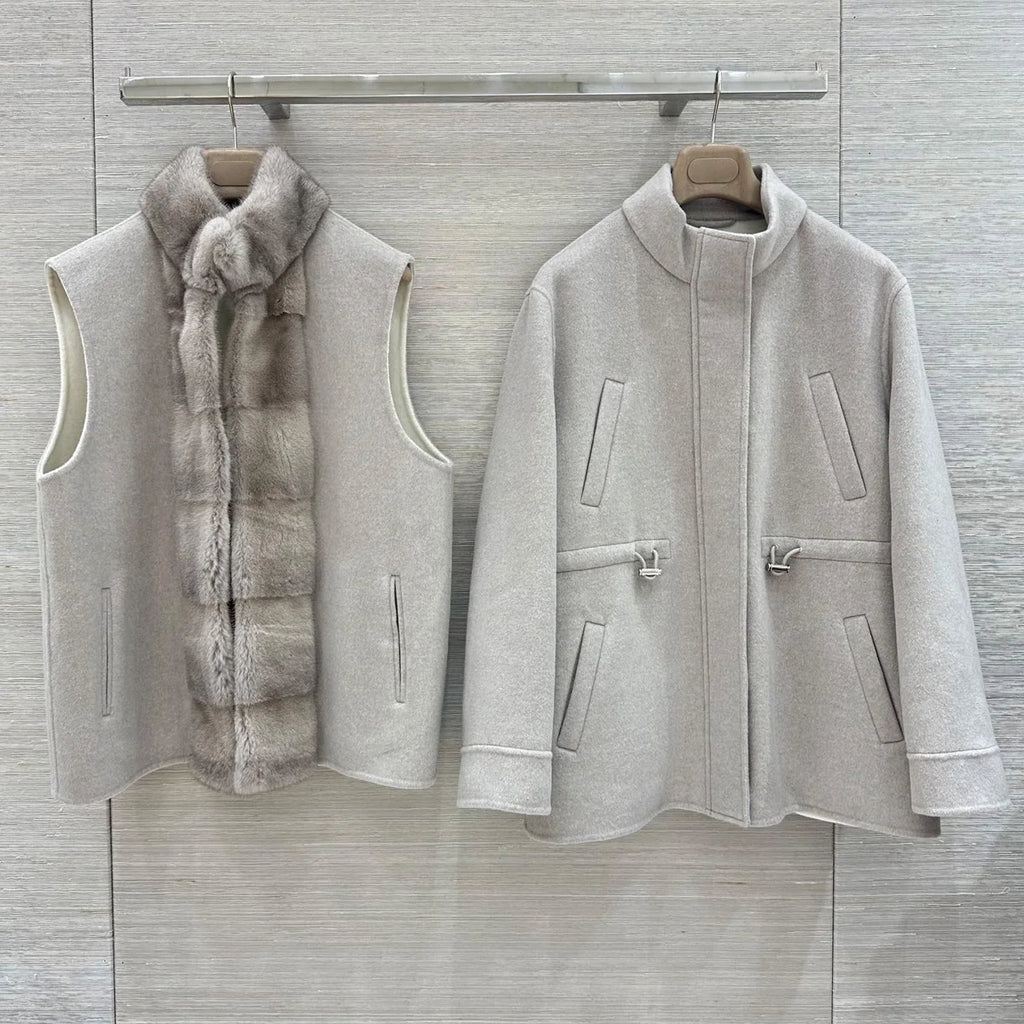 Ensemble femme veste et gilet laine cachemire – CLEVI Paris