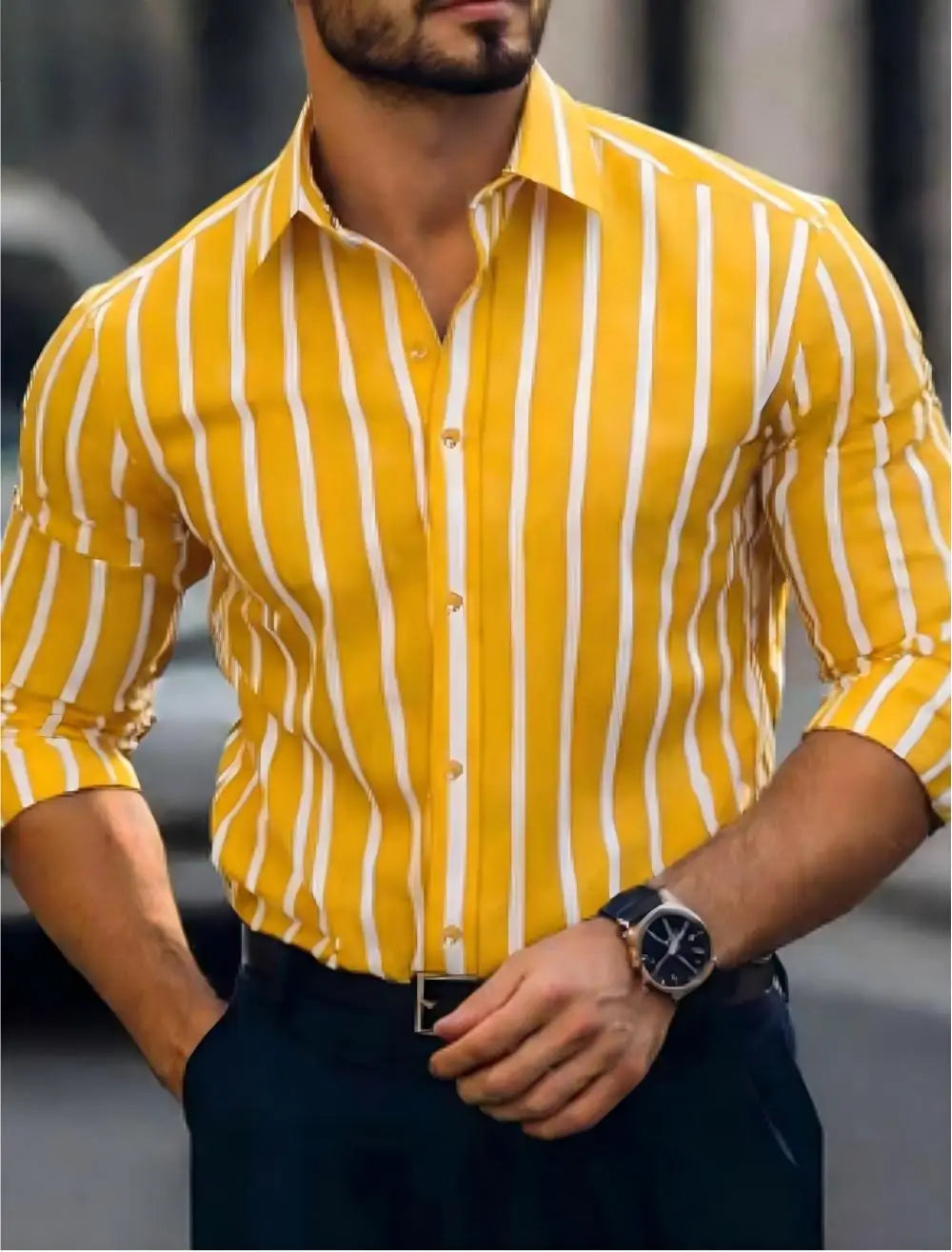 Chemise homme business rayée en soie – CLEVI Paris