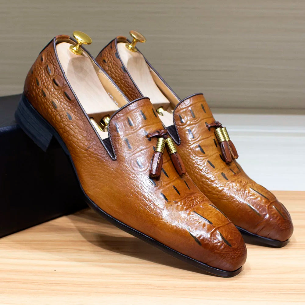 Mocassins homme à pampilles en cuir véritable – CLEVI Paris