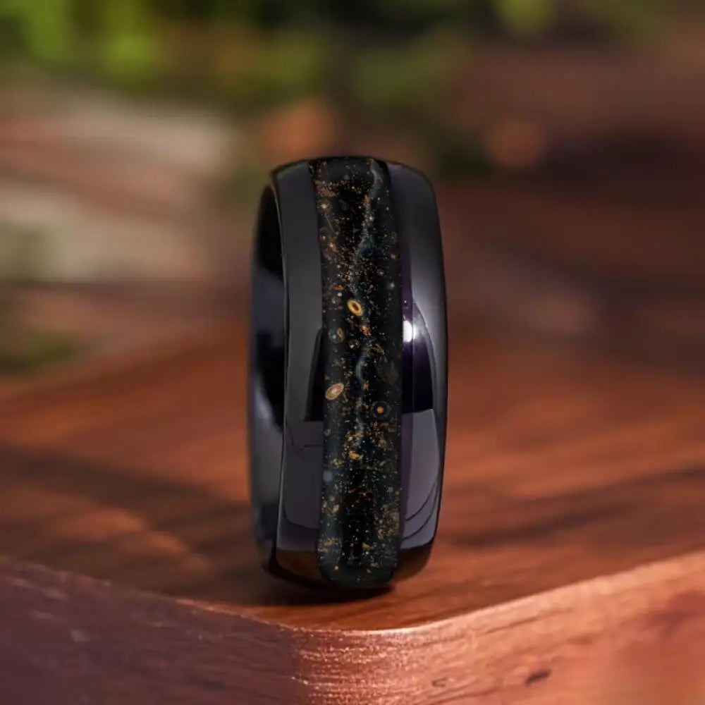 Bague Unisexe Opale Rouge et Météorite – CLEVI Paris