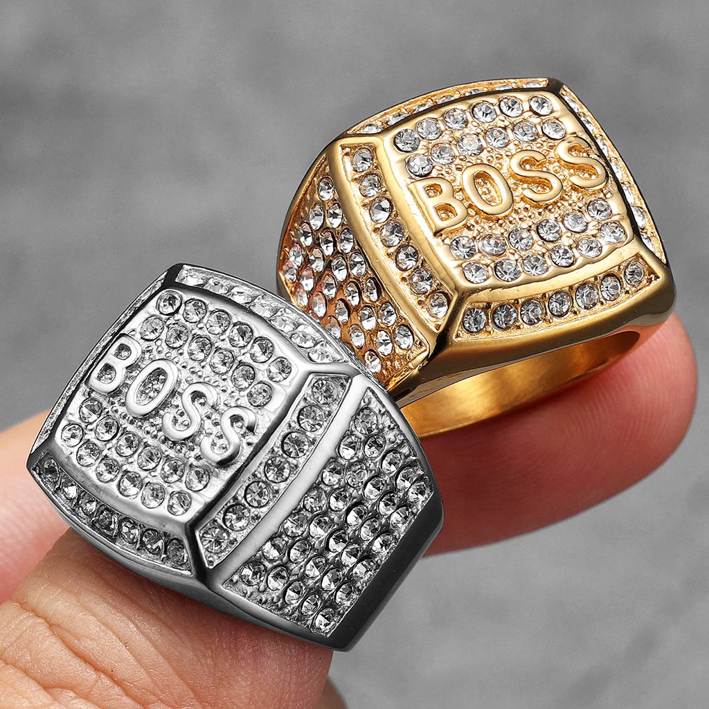 Bague Homme Punk Acier Inoxydable 316L Strass – CLEVI Paris