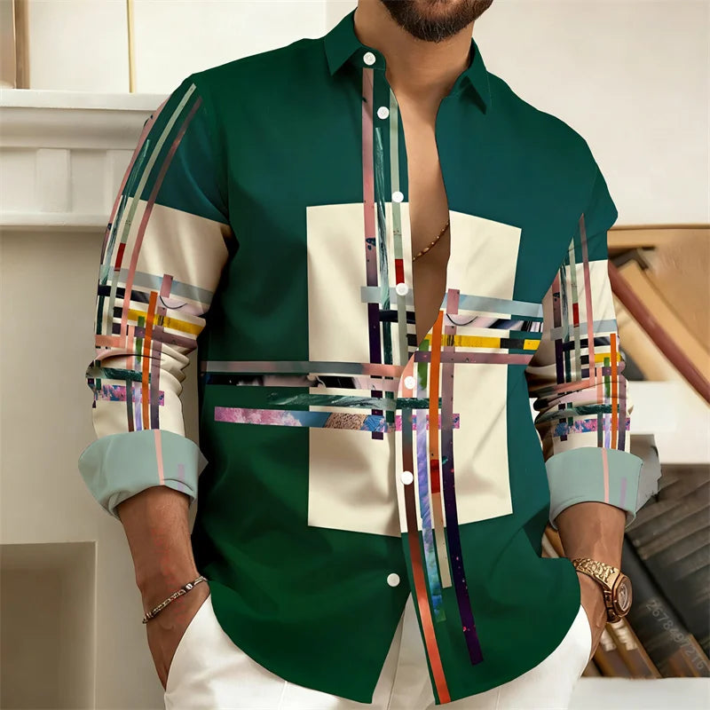 Chemise homme à rayures géométriques – CLEVI Paris