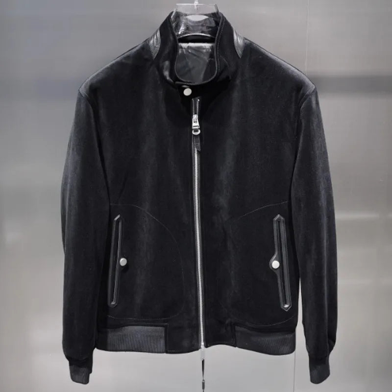 Blouson homme aspect velours à col montant – CLEVI Paris