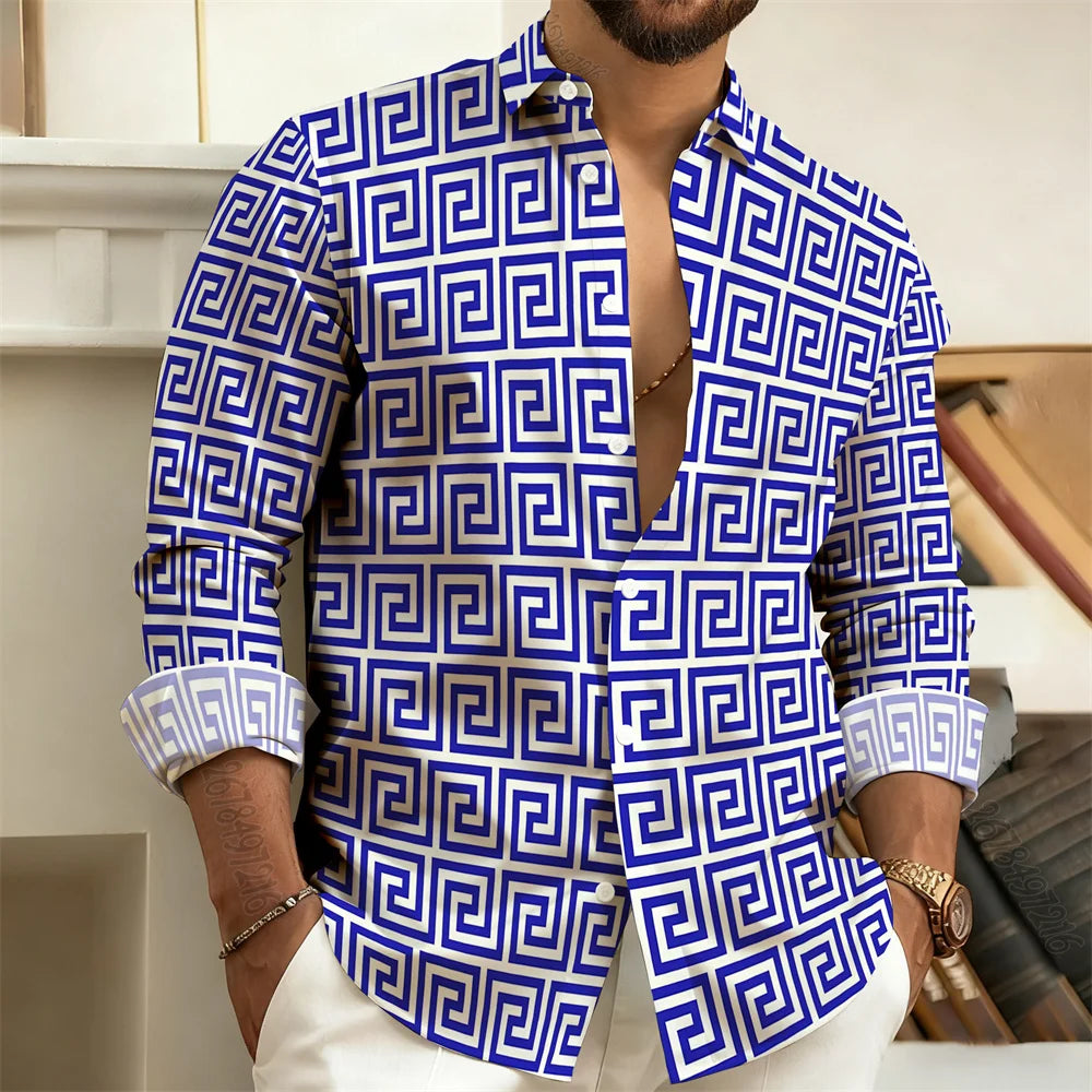 Chemise imprimée homme manches longues – CLEVI Paris