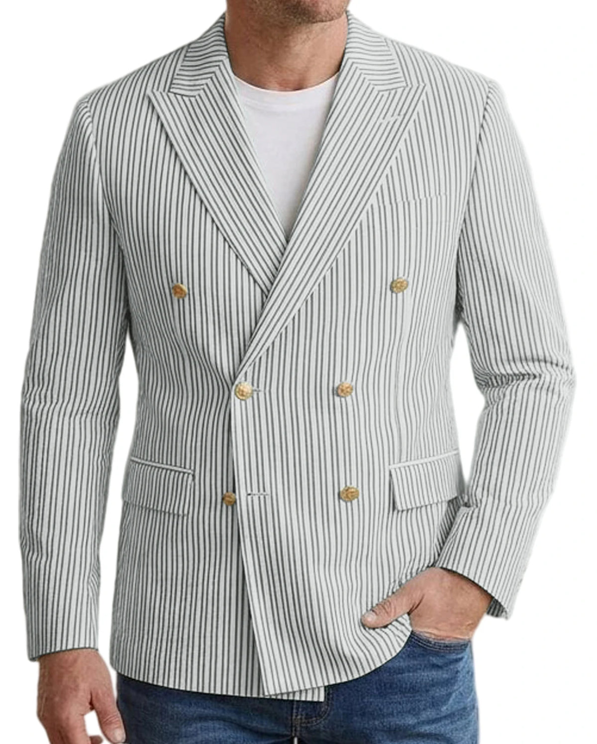 Blazer homme rayé double boutonnage – CLEVI Paris